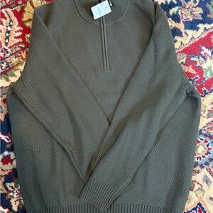 J. Crew Men's Sage Green Quarter  Zip-Up Sweater